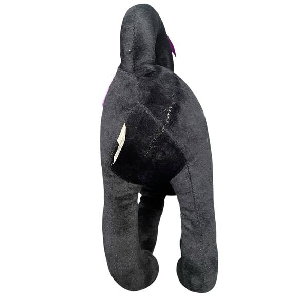 Vintage Black Cat Plush Purple Eyes Ears Pillow Stuffed Toy 1990s Halloween - Picture 5 of 16